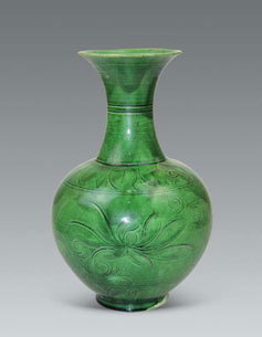 古瓷绿釉定窑广口瓶